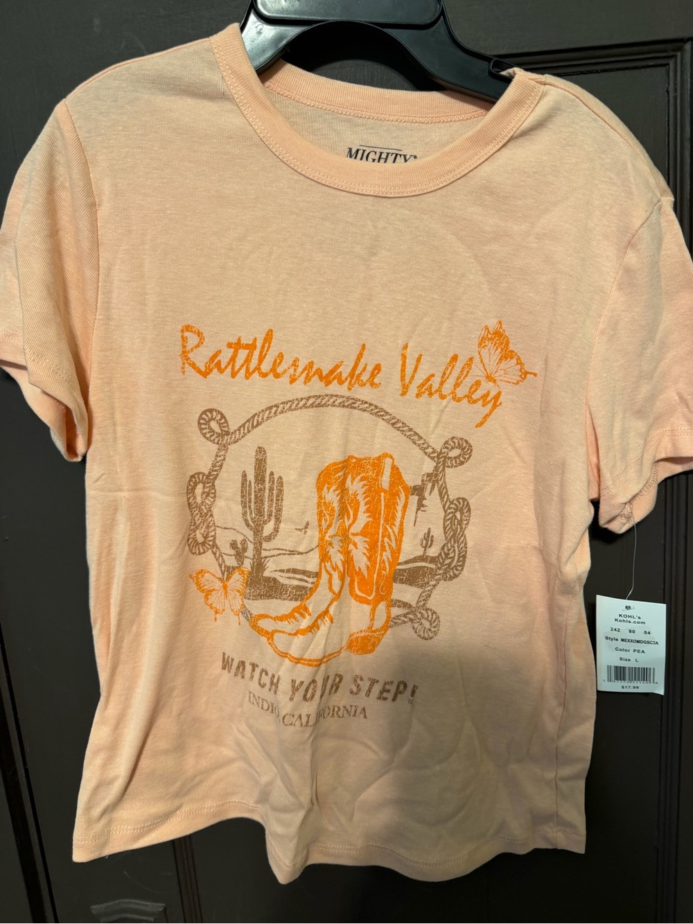 Mighty Fine "Rattlesnake Valley" Peach Graphic Tee
